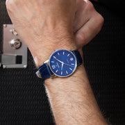 Festina Classic F20690/3 - cinturino pelle blu - cassa acciaio - quadrante blu con indici argentati - polso